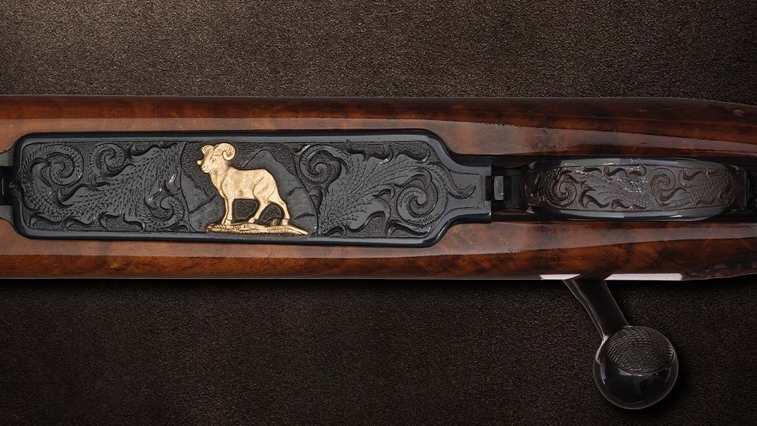 Engraved-and-Gold-Inlaid-Weatherby-Custom-Mark-V-Bolt-Action-Rifle-with-Scope