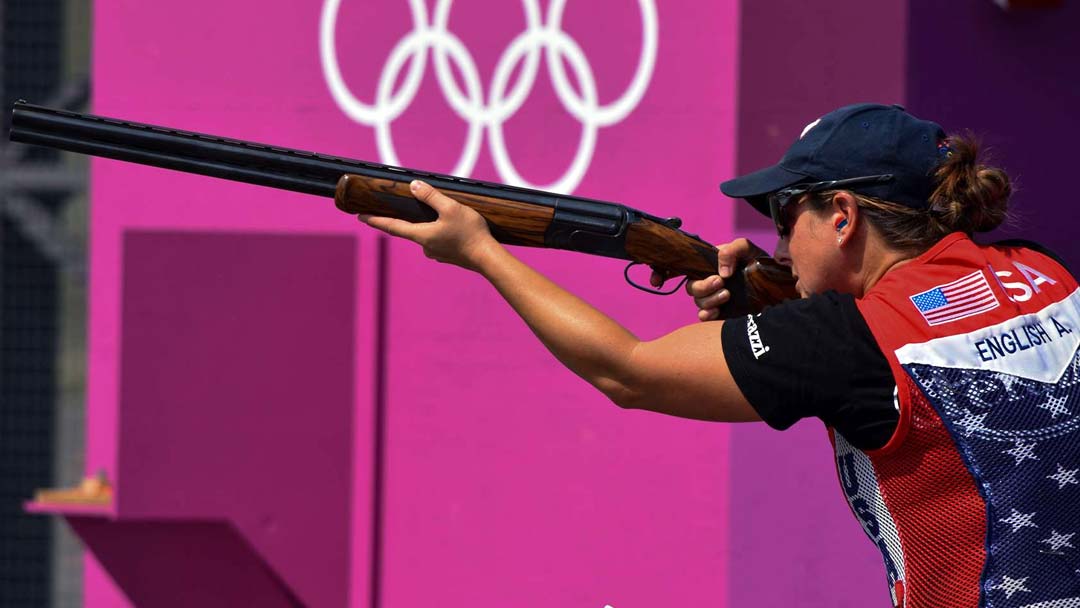 Gold-medalist-Amber-English-with-her-Perazzi-Shotgun