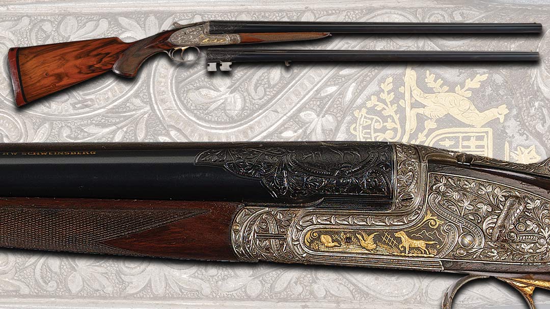 Factory-Engraved-and-Gold-Inlaid-Victor-Sarasqueta-16-Gauge-Hand-Detachable-Sidelock-Double-Barrel-Shotgun-Two-Barrel-Set-with-Case