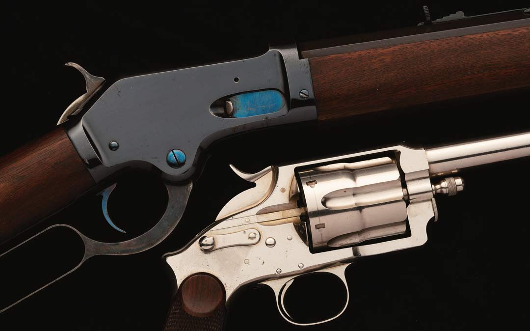 burgess-rifle-and-Winchester-revolver