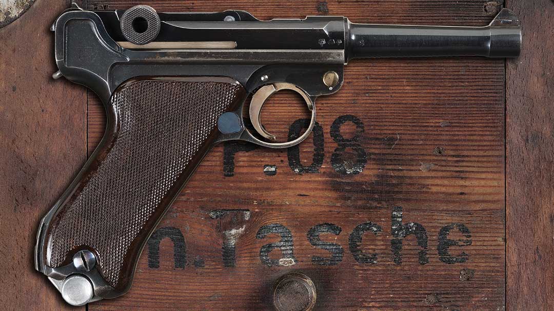 Pre-World-War-II-S-Code-Krieghoff-Semi-Automatic-Luger-Pistol-Rig-with-Two-Matching-Magazines