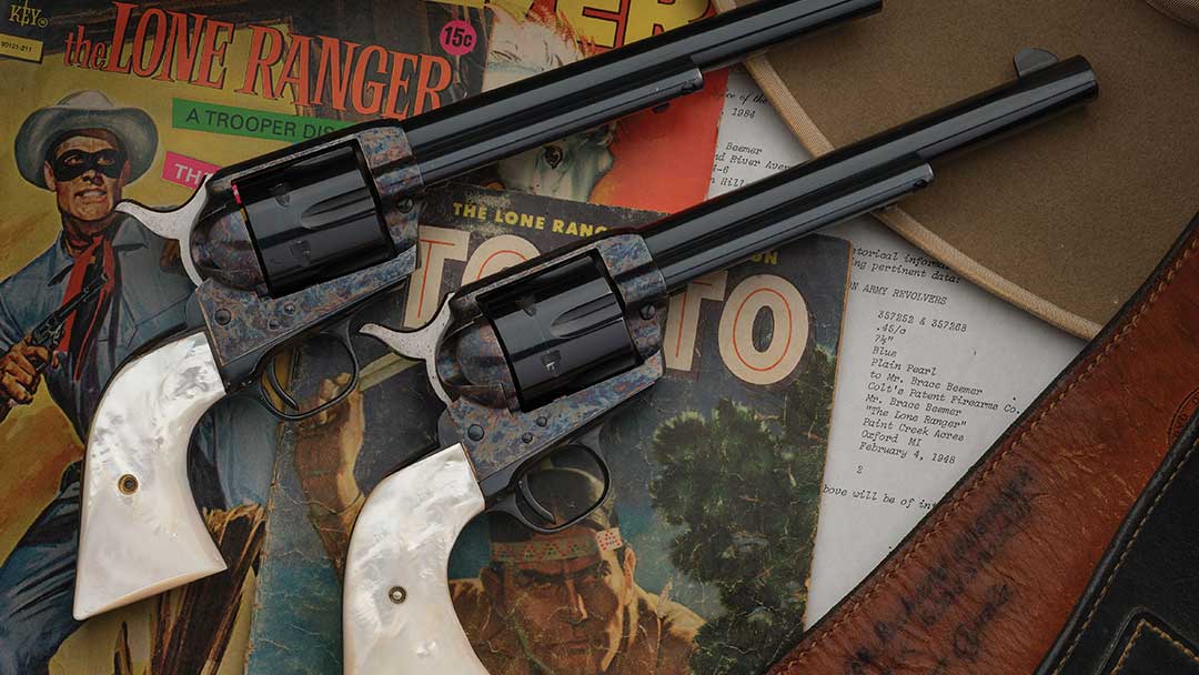 revolvers-of-Brace-Beemer-the-Iconic-Radio-Voice-of-the-Lone-Ranger-with-Factory-Letter-and-Holster-Rig