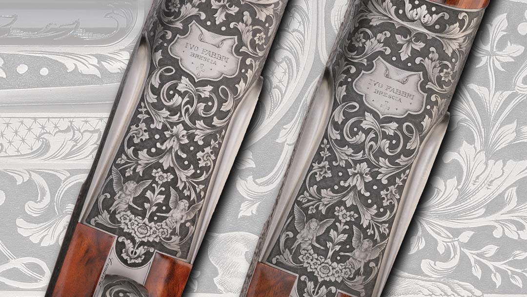 Exceptional-Consecutive-Pair-of-Factory-Creative-Art-Signed-and-Fantasy-Engraved-Ivo-Fabbri-20-28-Gauge-engraving