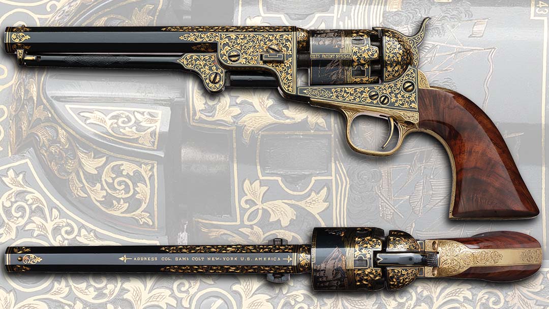 Exhibition-Quality-Engraved-and-Gold-Inlaid-Colt-Model-1851-Navy-Percussion-Revolver