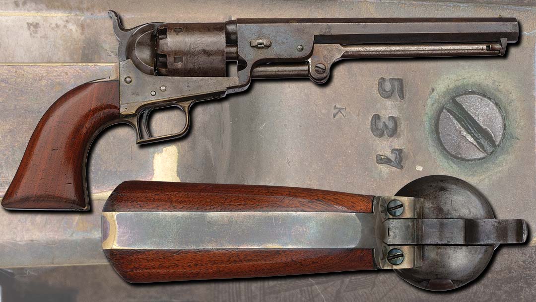 Rare-Early-Production-Three-Digit-Serial-Number-537-First-Model-Wedge-Over-Screw-Colt-Model-1851-Navy-Percussion-Revolver