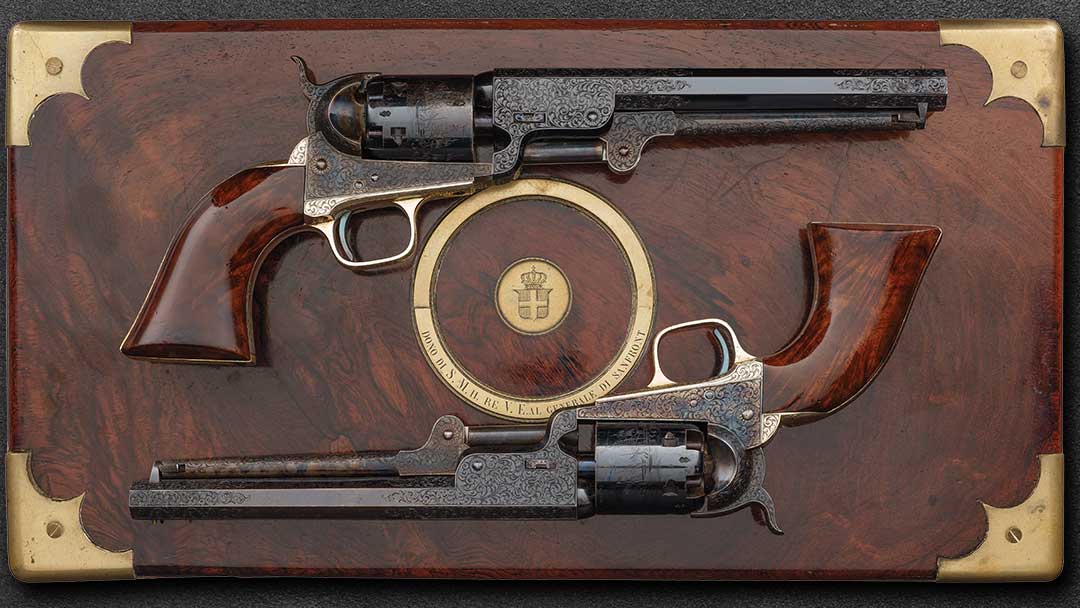 Royal-Presentation-Cased-Pair-of-Factory-Deluxe-Engraved-Colt-Model-1851-Navy-Percussion-Revolvers