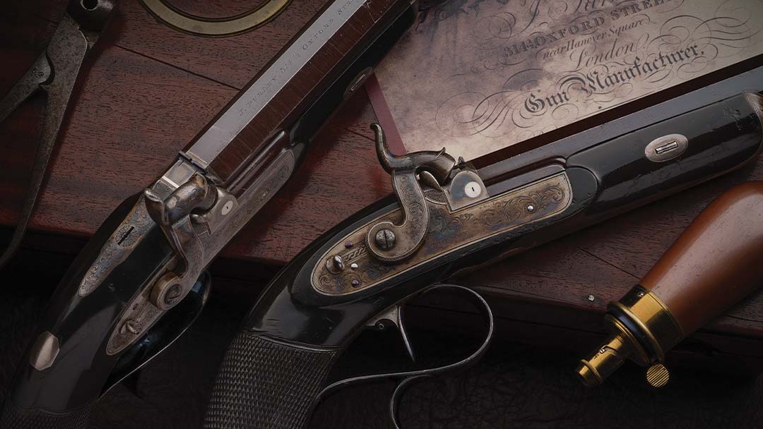 Cased-Pair-of-Engraved-1834-Purdey-Percussion-Dueling-Target-Pistols