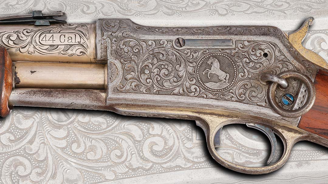 Nimschke-Engraved-and-Silver-and-Gold-Plated-Colt-Lightning-Medium-Frame-Slide-Action-Saddle-Ring-Baby-Carbine