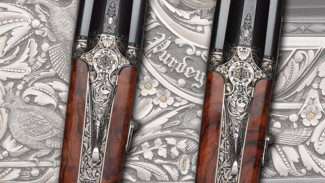 Philippe-Grifnee-Signed-Deep-Relief-Game-Scene-Engraved-and-Gold-Inlaid-Pair-of-J-Purdey-and-Sons-20-Gauge-Hand-Detachable-Sidelock-shotguns