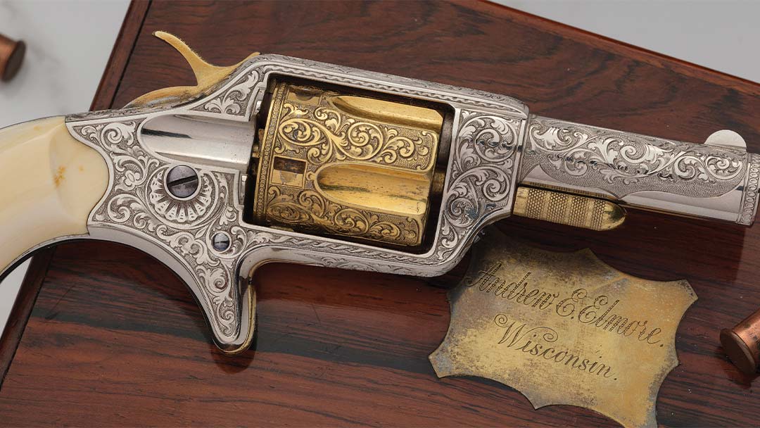 pectacular-and-Virtually-Mint-Presentation-Cased-Exhibition-Quality-Deluxe-Factory-Engraved-Colt-New-Line-32-Spur-Trigger-Revolver-Inscribed-to-Andrew--Elmore