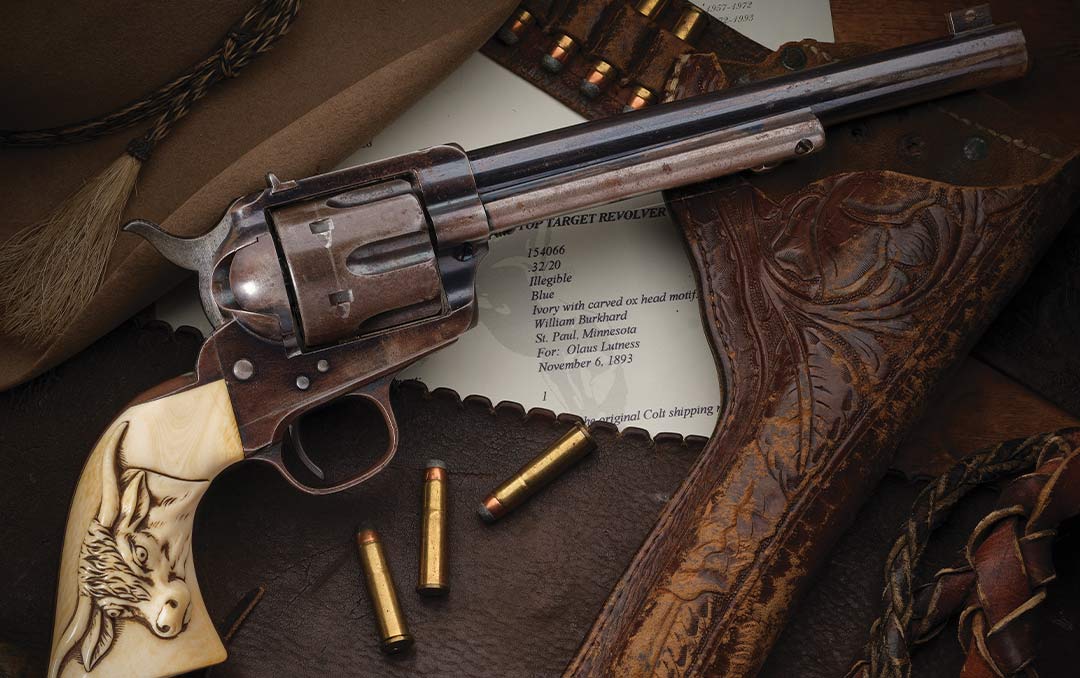 Antique-Colt-Flattop-Target-Single-Action-Army-Revolver-in-scarce-32-20-WCF