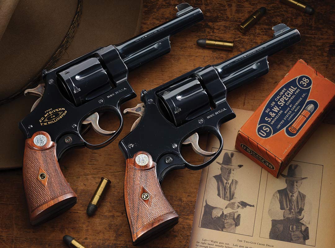 Factory-Presentation-Gold-Inlaid-Inscription-Smith-and-Wesson38-44-Outdoorsman-DA-Revolver-from-Ed-McGivern-to-F-W-Millington