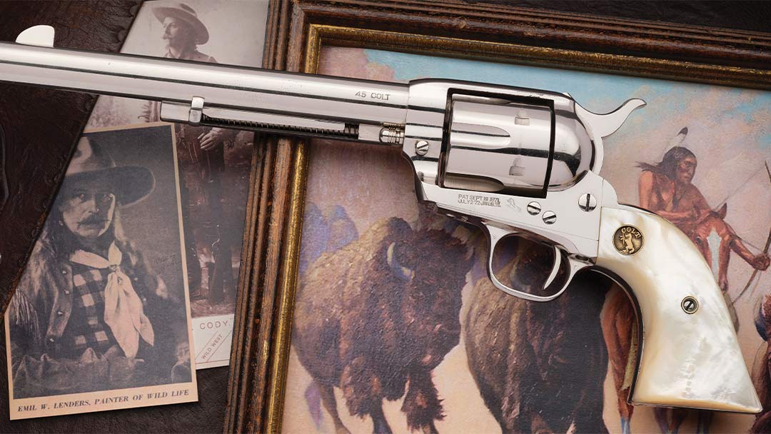 Factory-Smoothbore-Nickel-Plated-Colt-First-Generation-Single-Action-Army-Revolver-with-Pearl-Grips-and-Factory-Letter-Shipped-to-101-Ranch-Artist--Emil-W-Lenders