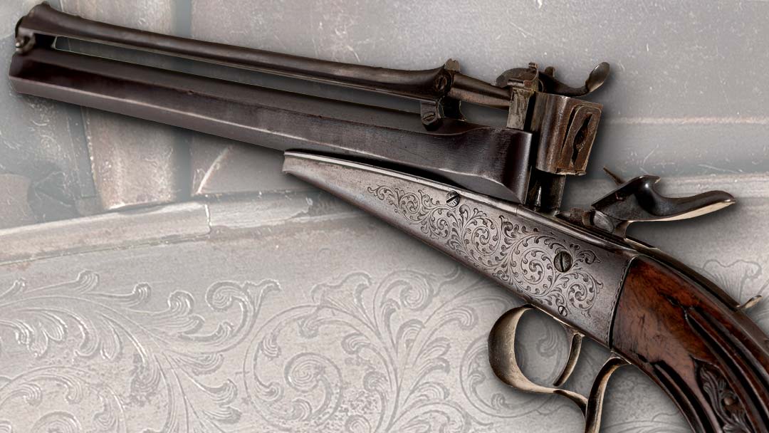 engraved-victor-colette-patent-gravity-feed-magazine-pistol