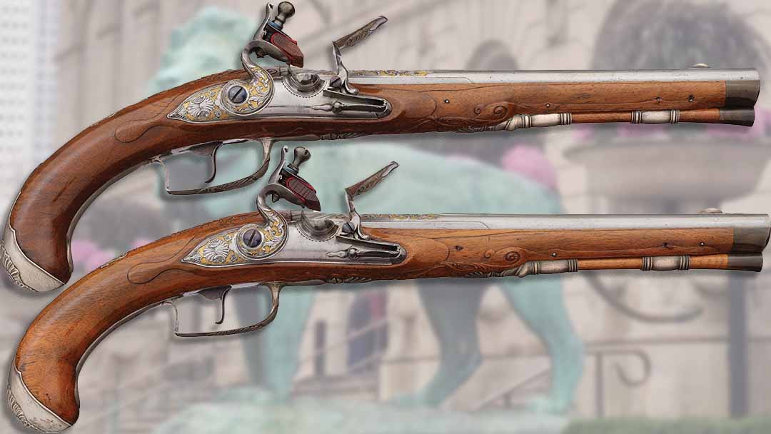 Lot-1260-silver-mounted-flintlocks