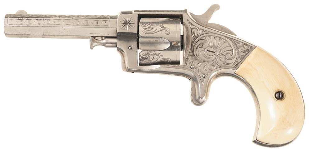 Lot 254: Engraved Iver Johnson Favorite No. 2 Revolver with ivory Grips