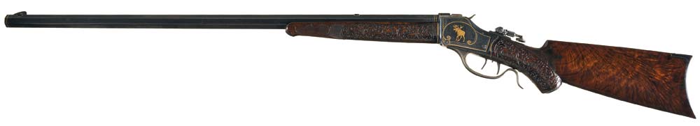 Documented Winchester Special Order J. Ulrich Engraved and Gold Inlayed Winchester Model 1885