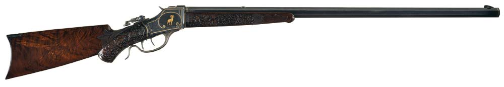 Documented Winchester Special Order J. Ulrich Engraved and Gold Inlayed Winchester Model 1885