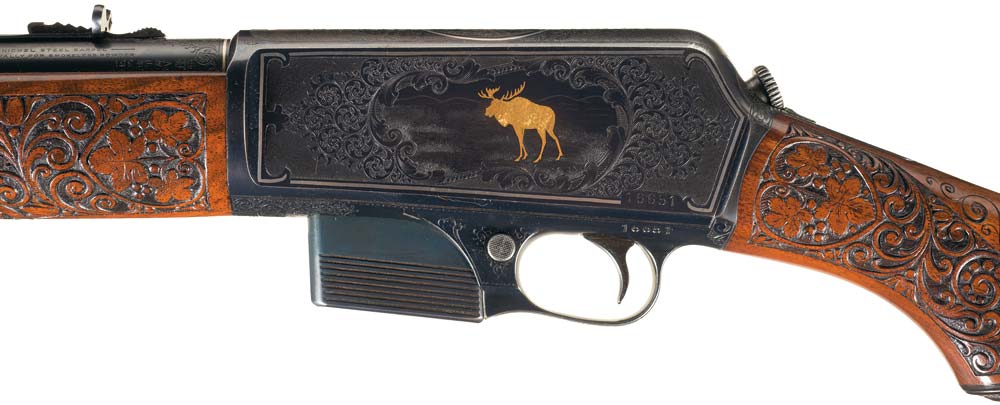 Original Angelo Stokes Signed Factory Engraved Deluxe Special Order Winchester Model 1907 Semi-Automatic Rifle