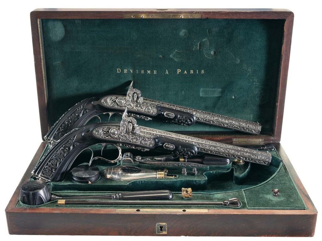 Magnificent Cased Pair of Devisme Percussion Exhibition Pistols