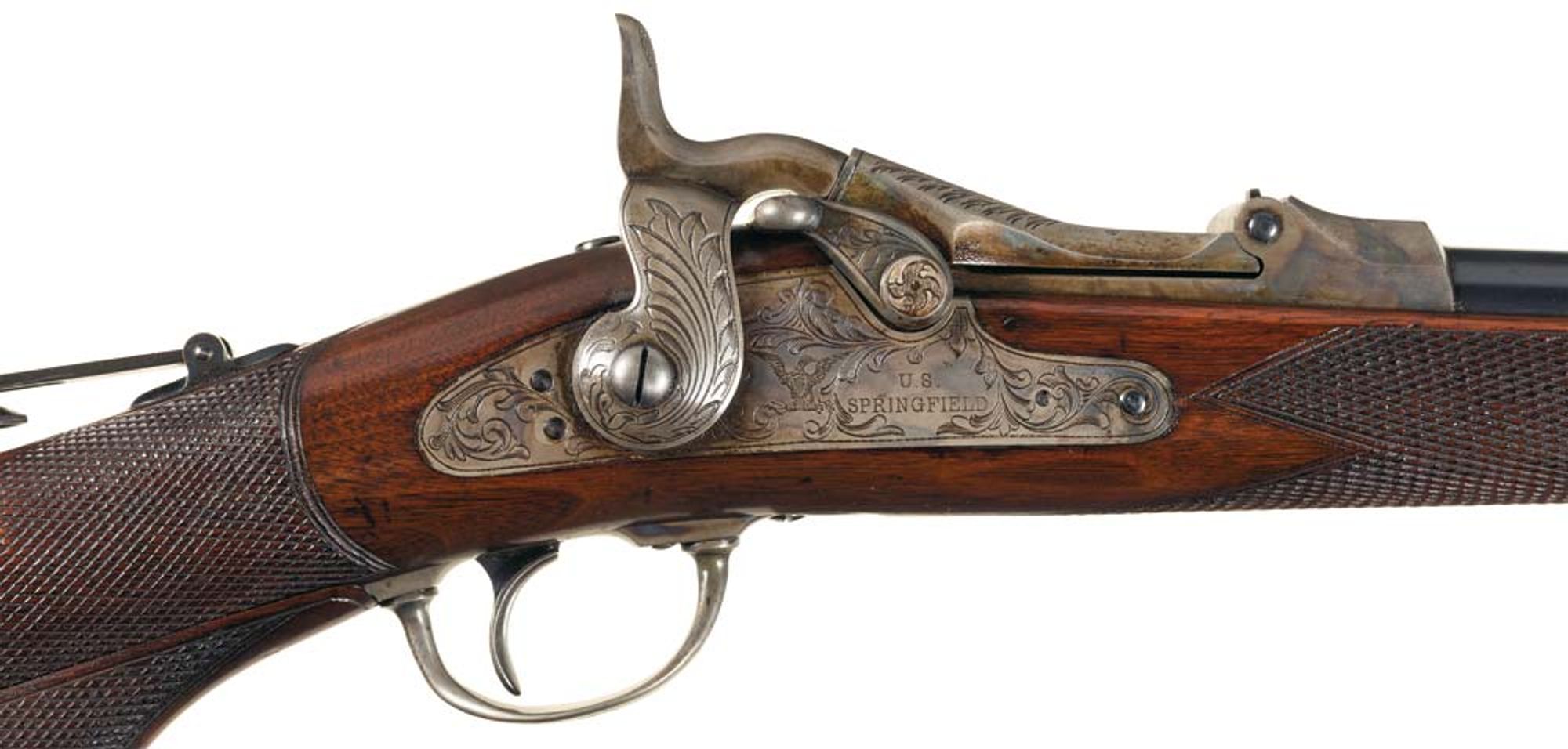 Lot 1476: Rare U.S. Springfield Armory Model 1875 Officer's Model Trapdoor Rifle, Late Type II