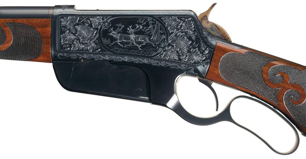 Winchester 1895 engraved flatside rifle