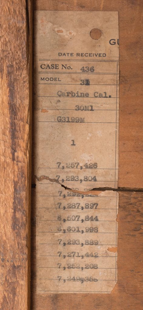 original shipping label for 3 Winchester M1 carbines