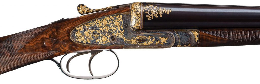 Firearms Collectors John Wilkes double barrel shotgun gold