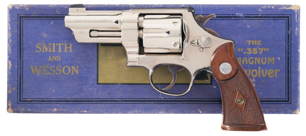nickel plated Smith & Wesson Registered Magnum revolver 357