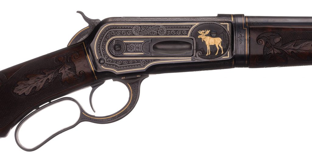 gold inlaid and engraved Winchester 1886 rifle