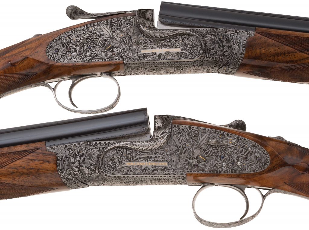 Holland and Holland engraved shotgun pair