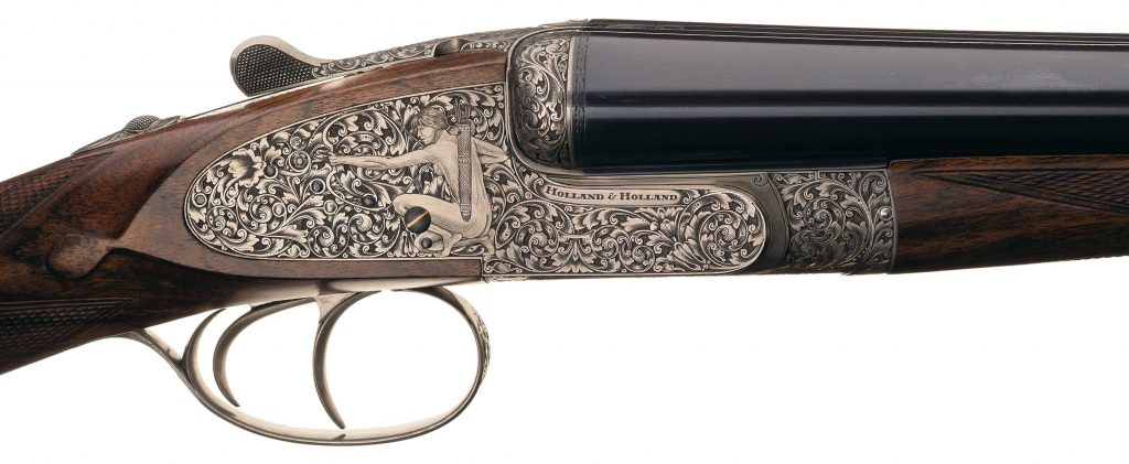 Holland & Holland engraved 12 gauge shotgun pair