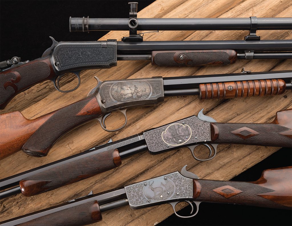 Four beautifully engraved long guns