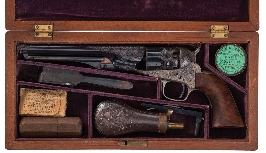 cased engraved Samuel Colt Presentaion Model 1862 Police revolver