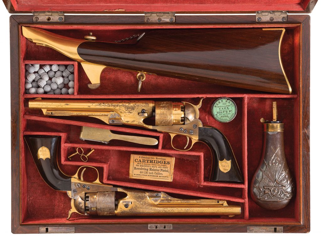 cased pair gold Colt 1860 Army revolver