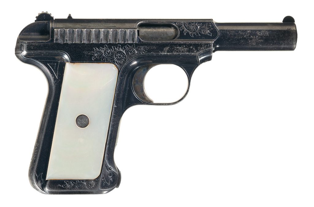 Lot 1604: Documented "National Treasure" Factory Engraved and Inscribed Savage Model 1907 Semi-Automatic Pistol Presented To Buffalo Bill Cody By The Factory