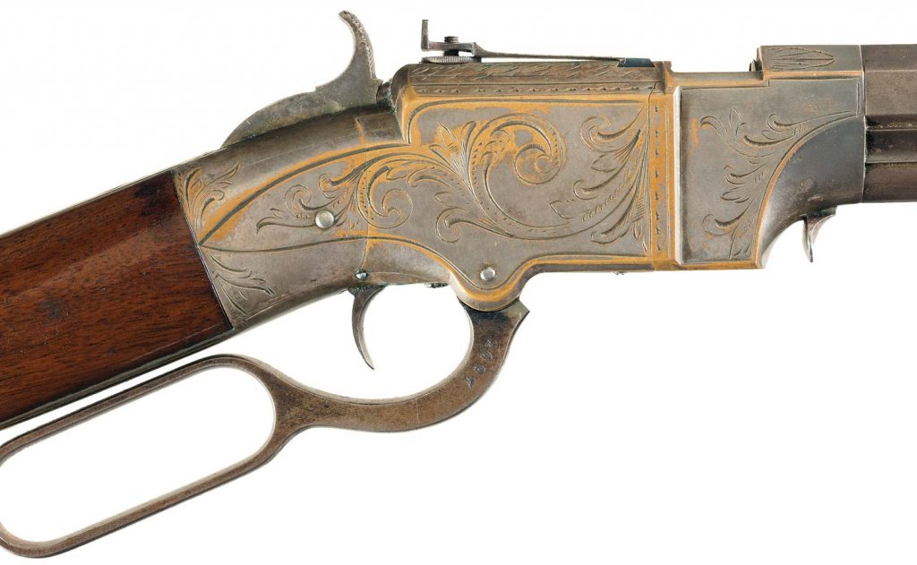 Very Fine Factory Engraved Silver-Plated New Haven Arms Co. Volcanic Carbine with 16-Inch Barrel