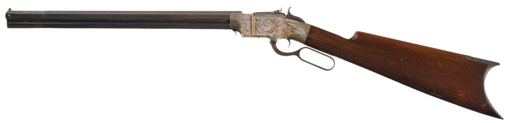 Very Fine Factory Engraved Silver-Plated New Haven Arms Co. Volcanic Carbine with 16-Inch Barrel