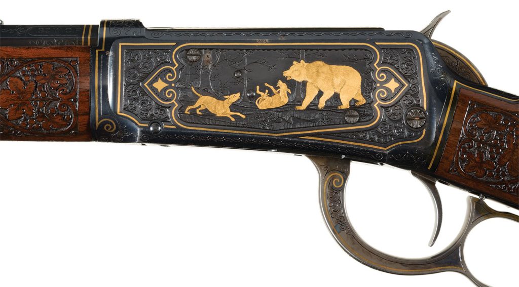 Magnificent John Ulrich Masterpiece Factory Engraved, Signed, Gold Inlaid, and Elaborately Ornamented Winchester Model 1894 Lever Action Rifle From the Legendary Mac McCroskie Collection