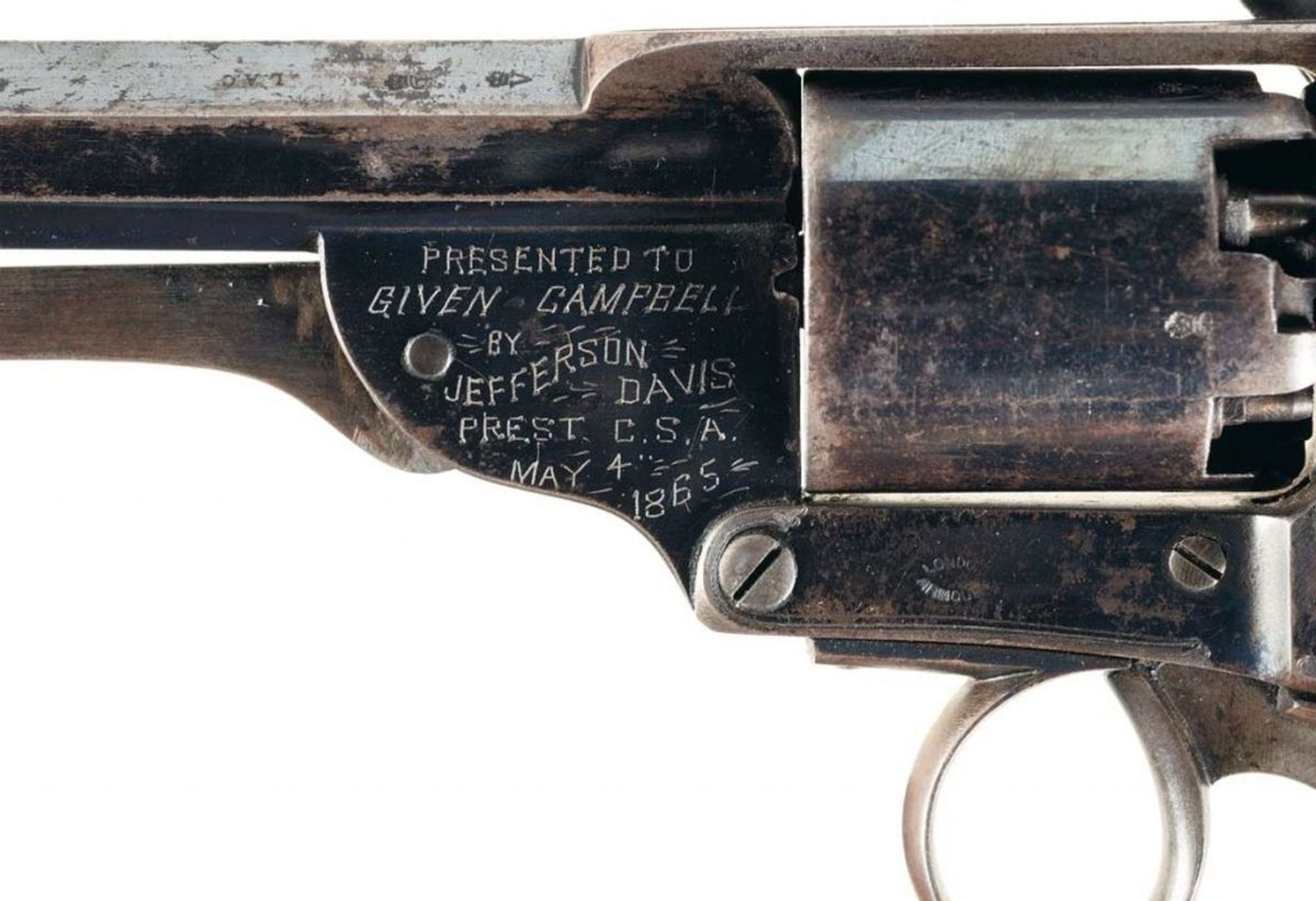 Given Campbell's Revolver presented to him by Jefferson Davis