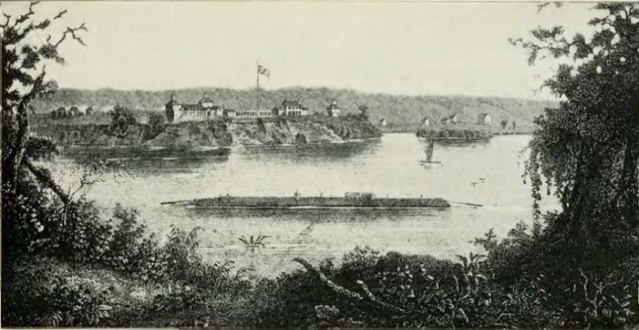 Ft. Armstrong located at the northwest corner of what was then called Rock Island, in order to control both paths of the Mississippi that flowed around it.