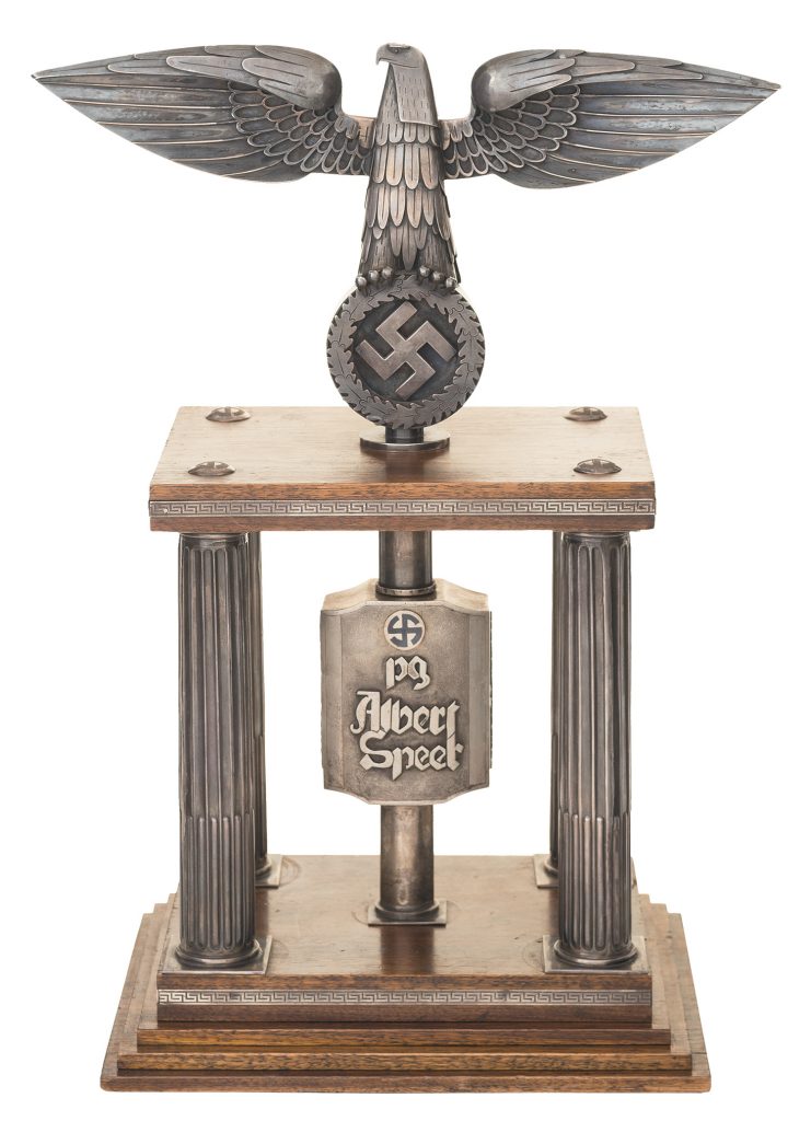 Historic Silver Nazi Trophy, Inscribed to Nazi War Production Chief and Personal Architect to Adolf Hitler Albert Speer for His Work on the 1933 Nuremberg Rally