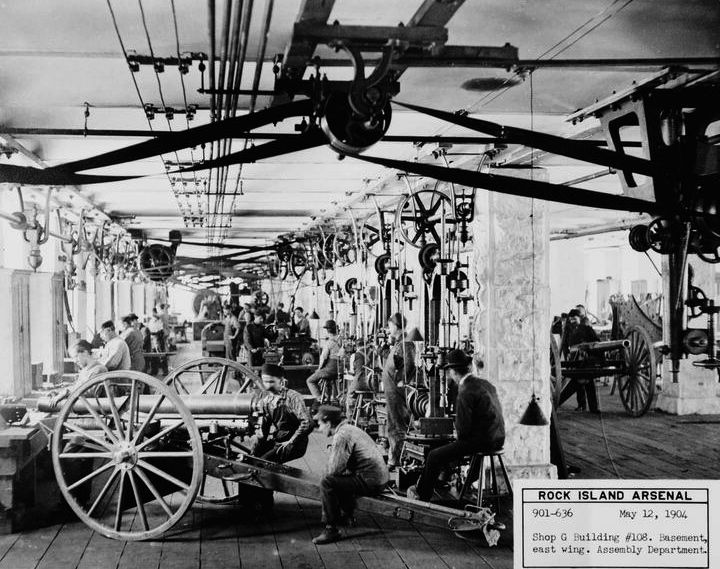 Rock Island Arsenal Field Piece Manufacture, public domain. Available from the United States Library of Congress