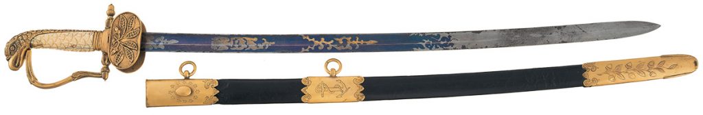 Gold Accented American Naval Officer's Sword with 1841 Regulation Hilt and Scabbard