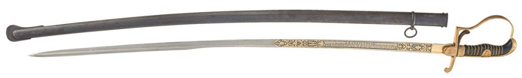  Nazi-Era E. & F. Hoerster "Grosse Degen" Style Shooting Prize Honor Sword with Damascus Pattern Blade