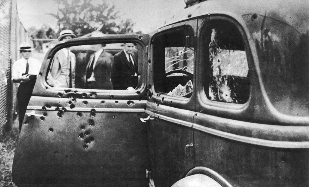 The shot up car that Bonnie and Clyde died in.