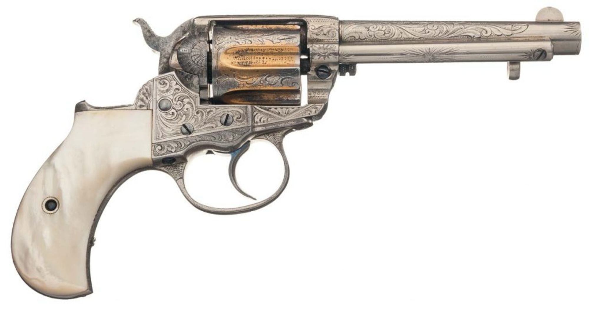 Gold and nickel-plated, factory engraved Colt Revolver