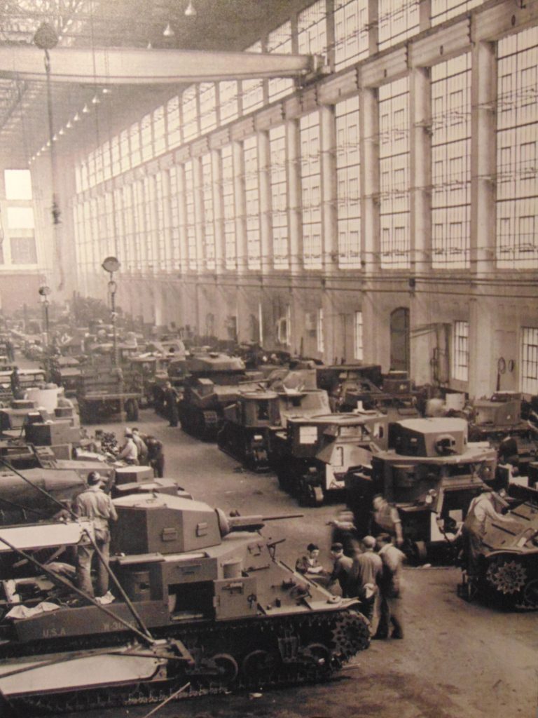 M2 Tanks in production in Shop M, Building 220. Note the tiny 37mm barrels.