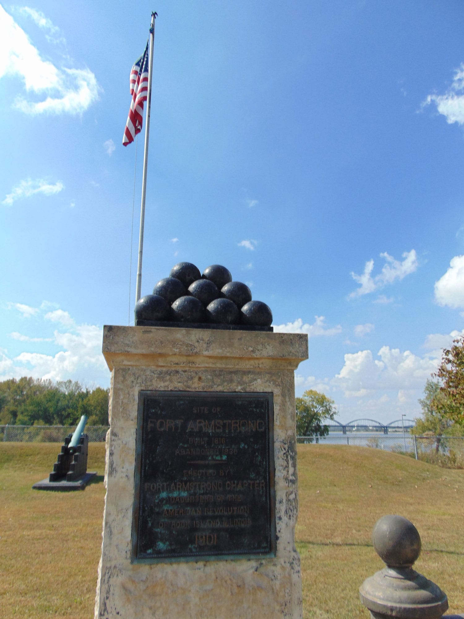 Cannon Ball Monument at Fort Armstrong 