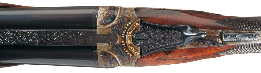 cased, engraved Wesley Richards double barrel rifle